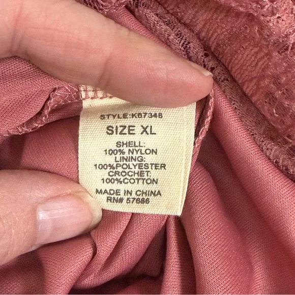 Paper + Tee Dusty Rose Lace Halter Top Keyhole Back Romantic Boho XL - Picture 6 of 8
